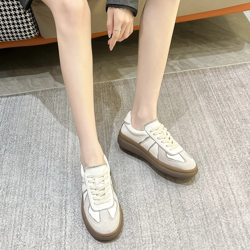 FEDONAS Women Genuine Leather Sneakers Lace-Up Mixed Colors Flats Comfortable Spring Autumn Four Season Casual Sport Shoes Woman