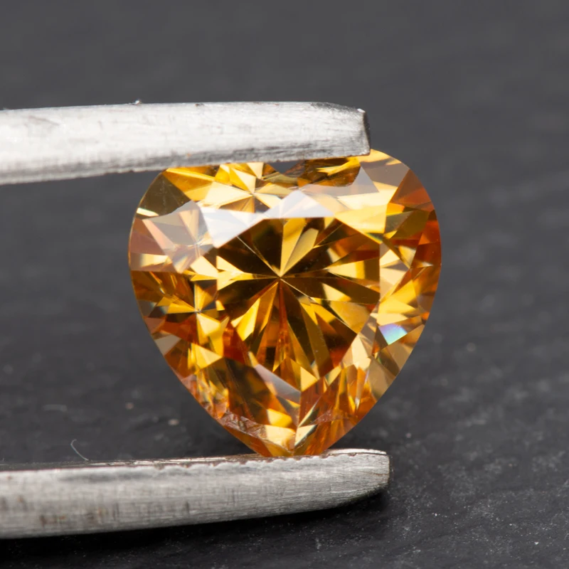 Moissanite Stone Heart Cut Champagne Color Extremely Shiny Quality DIY Advanced Charms Jewelry Making Materials Certificate