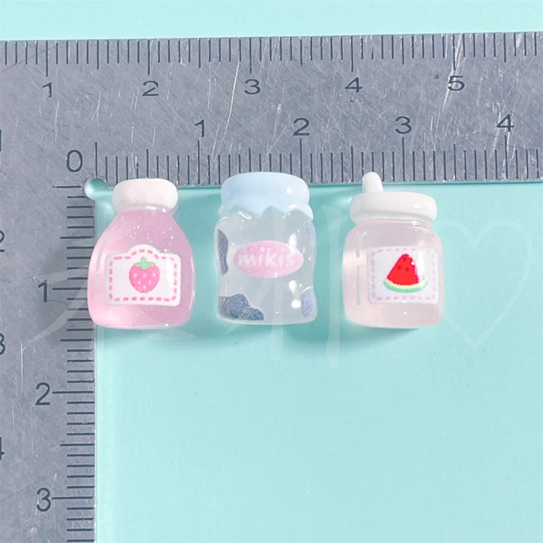 100pcs Cartoon mini transparent fine flash milk juice beverage resin jewelry accessories handmade Hairpin phone case decoration view 4