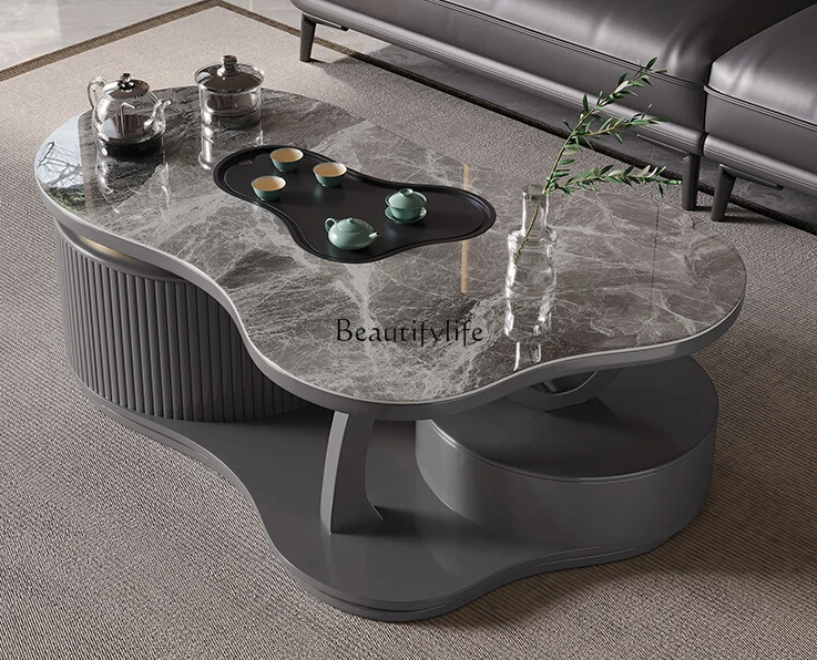 Kung Fu tea table to make tea in one, modern light luxury living room home Italian minimalist cloud rock slab tea table