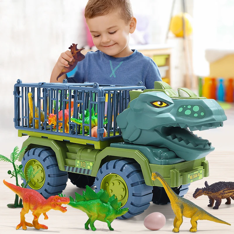 Children\'s Dinosaur Toy Car Large Engineering Vehicle Model Educational Toy Transport Vehicle Toy Boy Girl with Dinosaur Gift