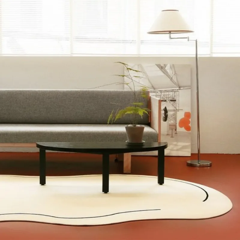 VIKAMA Japanese-Style Cream-Coloured Carpet, Irregularly Shaped Sofa, Coffee Table Rug, Living Room Home Decoration