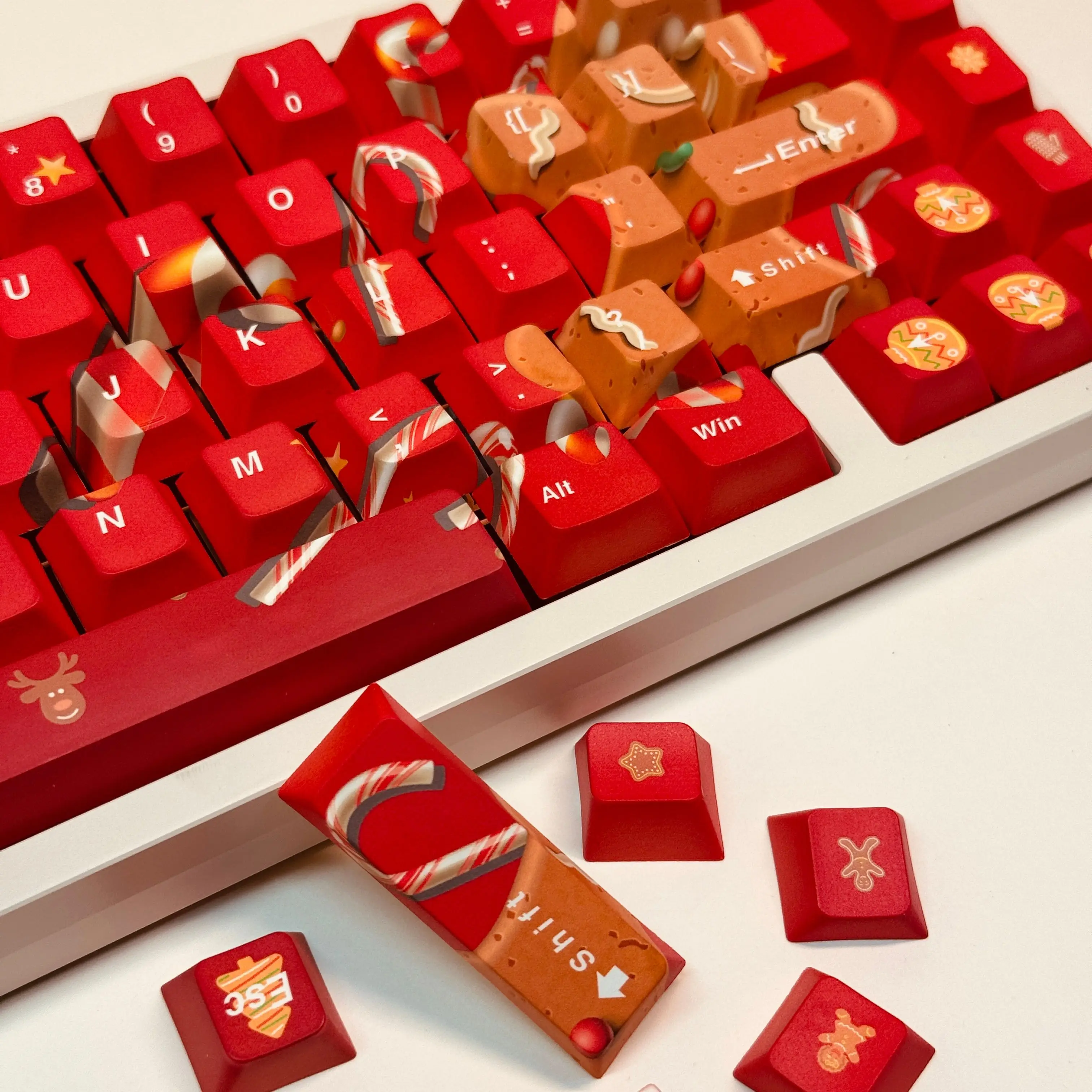 New Year 136 Keys ANSI US Layout Cherry Profile PBT Dye Sublimation KeyCaps Set for Mechanical Keyboard 61/64/75/84/87/104/108