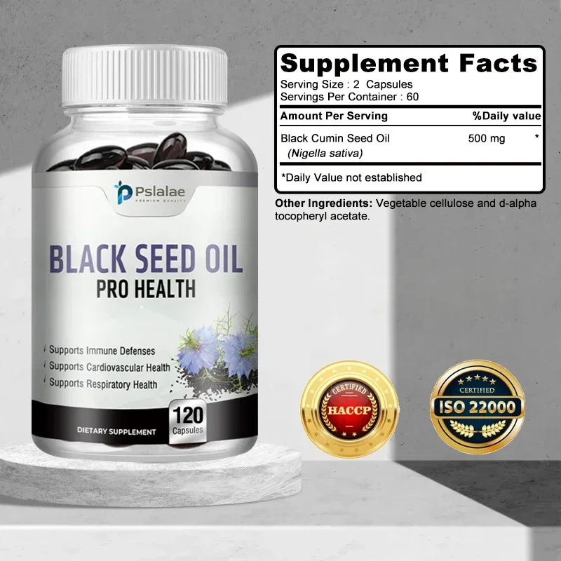 Black Seed Oil Capsules - Supports Immune Defense, Cardiovascular Health, and Promotes Respiratory Health Supplement