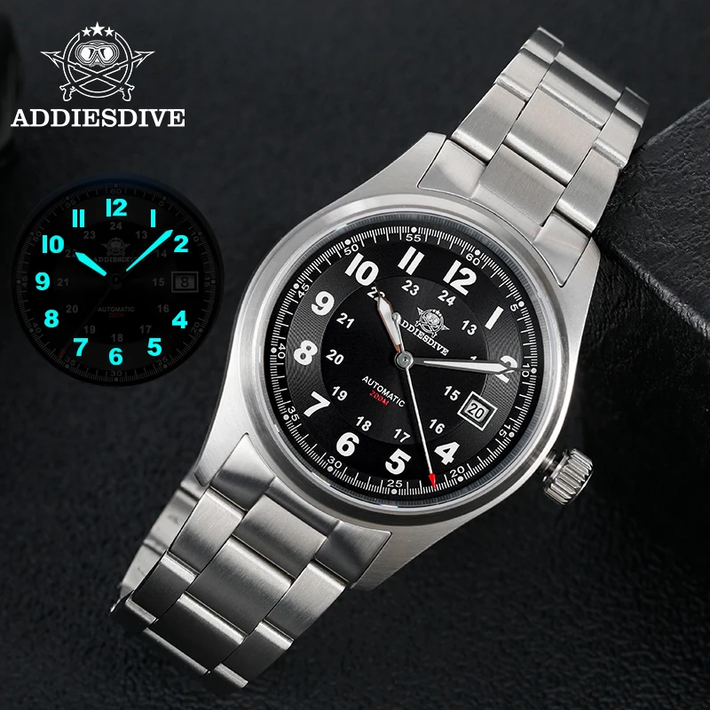 ADDIESDIVE Men's Diver Sports Automatic Mechanical Wristwatch 8215 Movement 200M Waterproof Sapphire Crystal Luminous Analog Watch