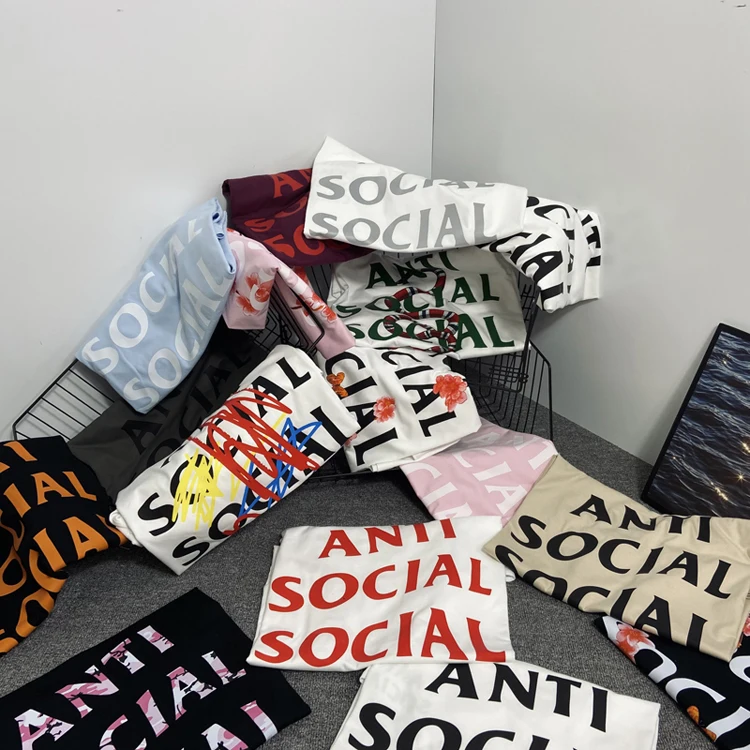 

American ASSC Basic Reflective Sakura fiti Letter ort Sve Loose Pure Cotton ex Summer T-irt round Ne Print