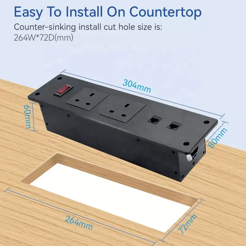 Aluminum Alloy UK power Panel Multimedia Desktop Wall Power Outlet Socket NETWORK VGA Port Office hotel