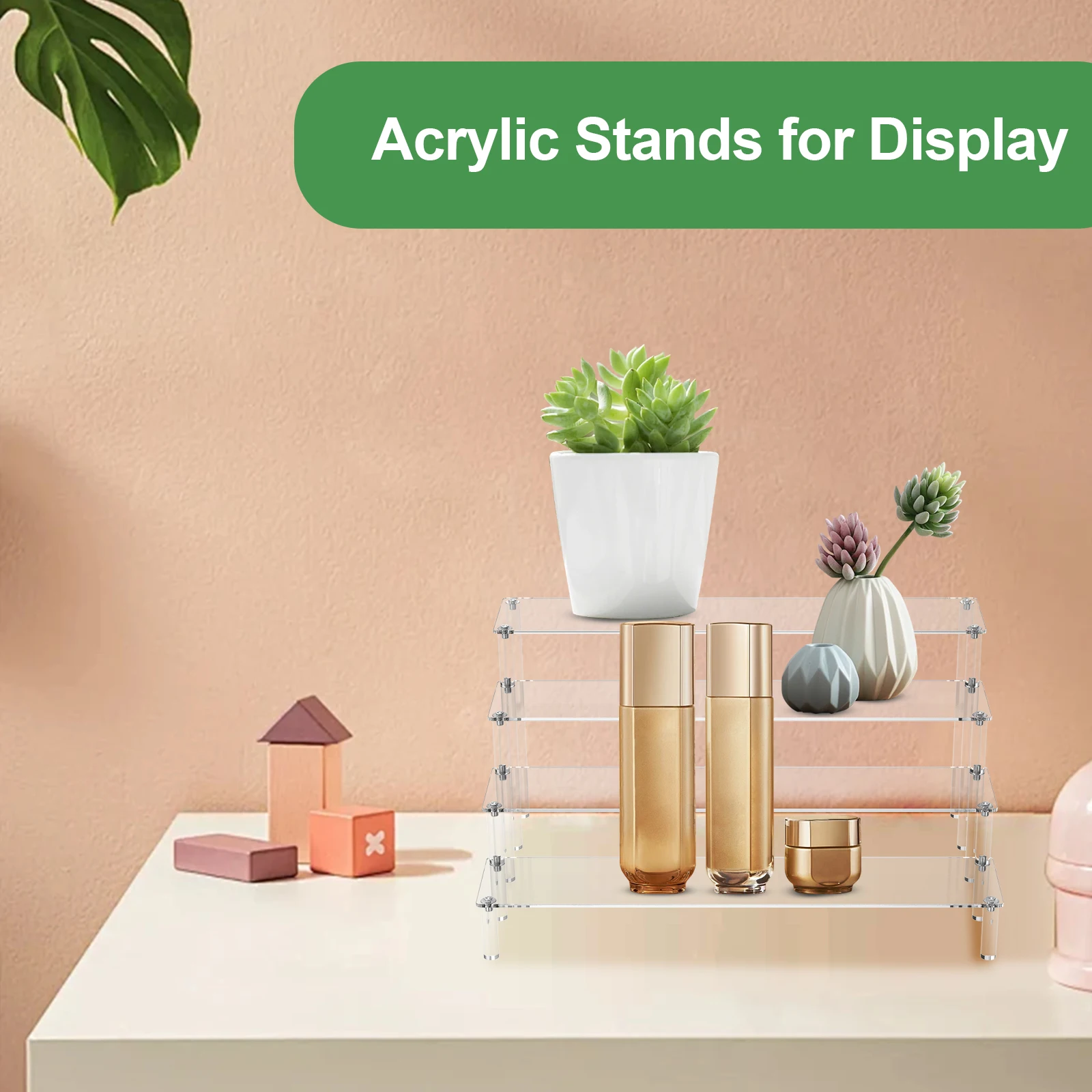 3/4 Tier Acrylic Display Stands Multifunctional Transparently Figurines Display Riser Rack For Cupcakes Doll Jewelry Decoration