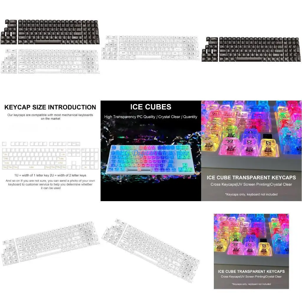 

U75B Comfortable 115Keys Clear Keycaps for Effortless Typing Wide Compatibility