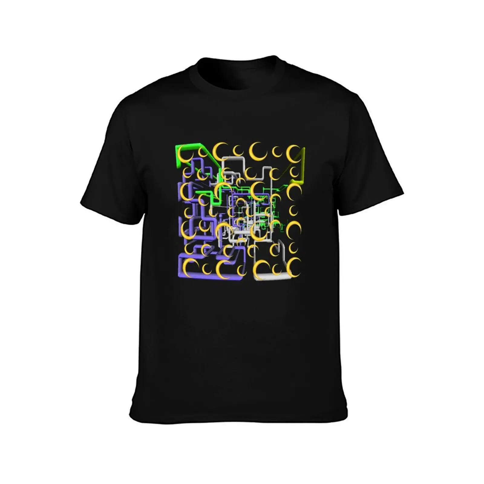 Dan Flashes pattern cool tim robinson 17 yellow,green,white and purple T-Shirt Summer Casual Cotton Tee Vintage Graphic Print
