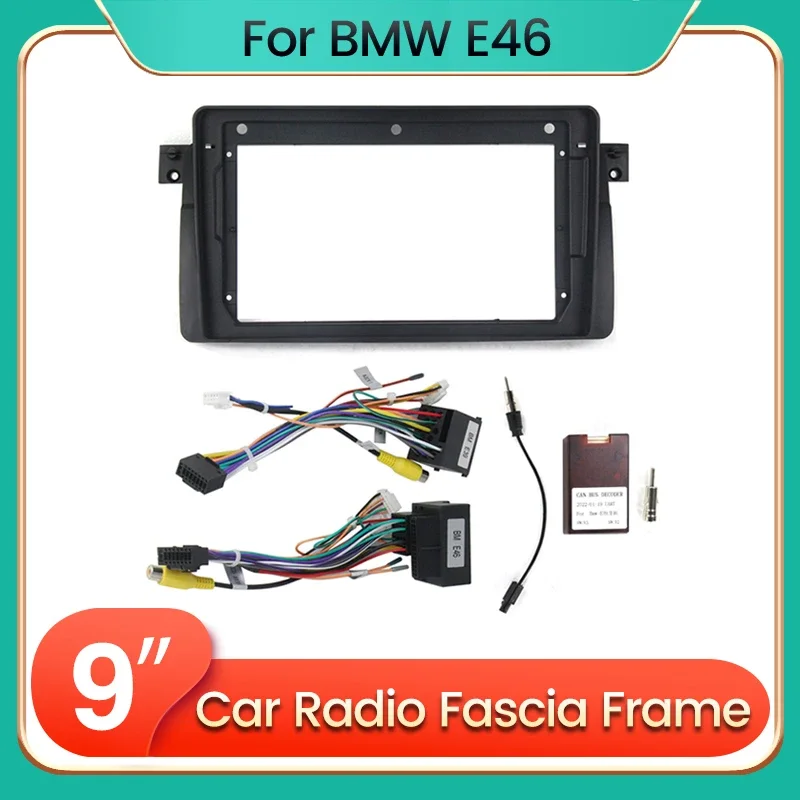 2 DIN Android Car Radio Frame for Bmw E46 M3 318i 320i 325i 330 335 1998-2006 Multimedia Player Fascia Cable Mounting Face Plate