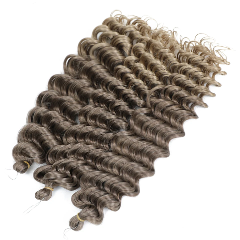 Tiefe Welle Twist Flechten Haarverlängerungen für Frauen Hochwertige synthetische Häkelzöpfe Haar 24 Zoll Ombre Bug Braun Afro Locken – Detail 10
