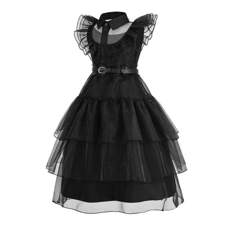 Horror Movie Wed Costume Girls Halloween Black Events Cosplay Dress Children Fashion Gothic Vestido Kids Evening Party Clothes image 4