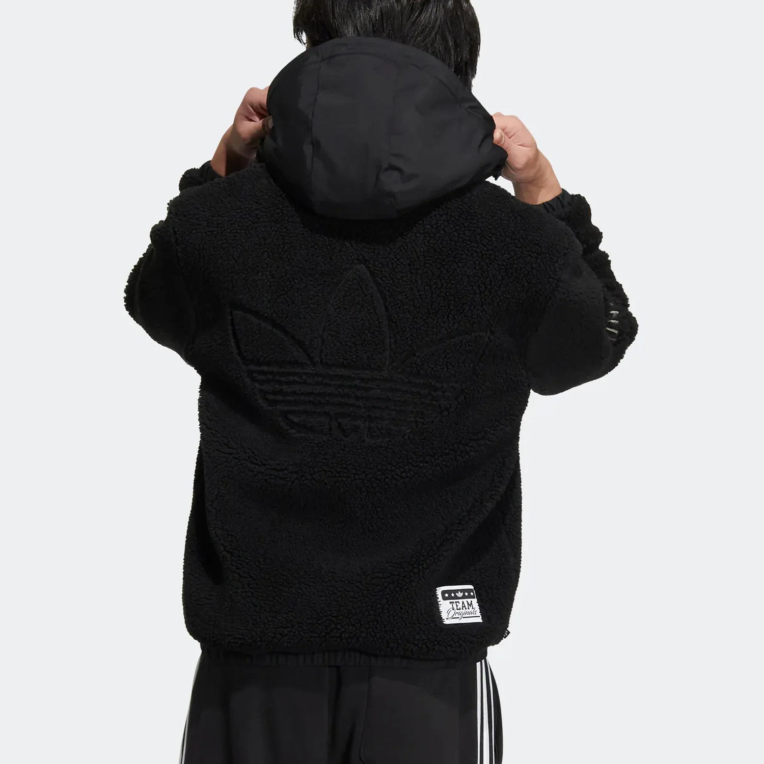 Adidas genuine clover spring men's and women's imitation lamb fleece hooded jacket HS2004