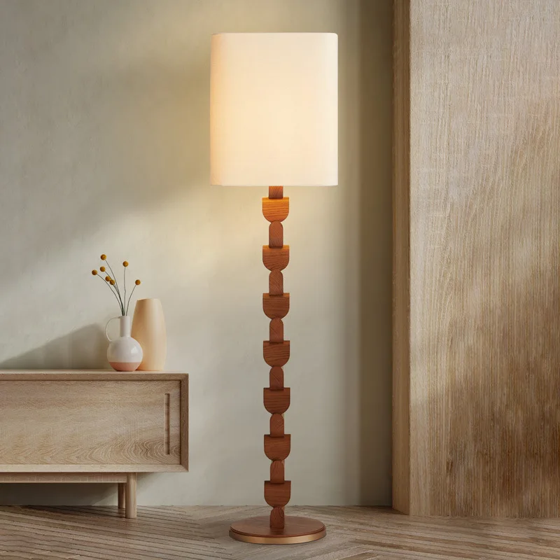 French retro style building block living room solid wood floor lamp wabi sandy wind B & B walnut color floor lamp