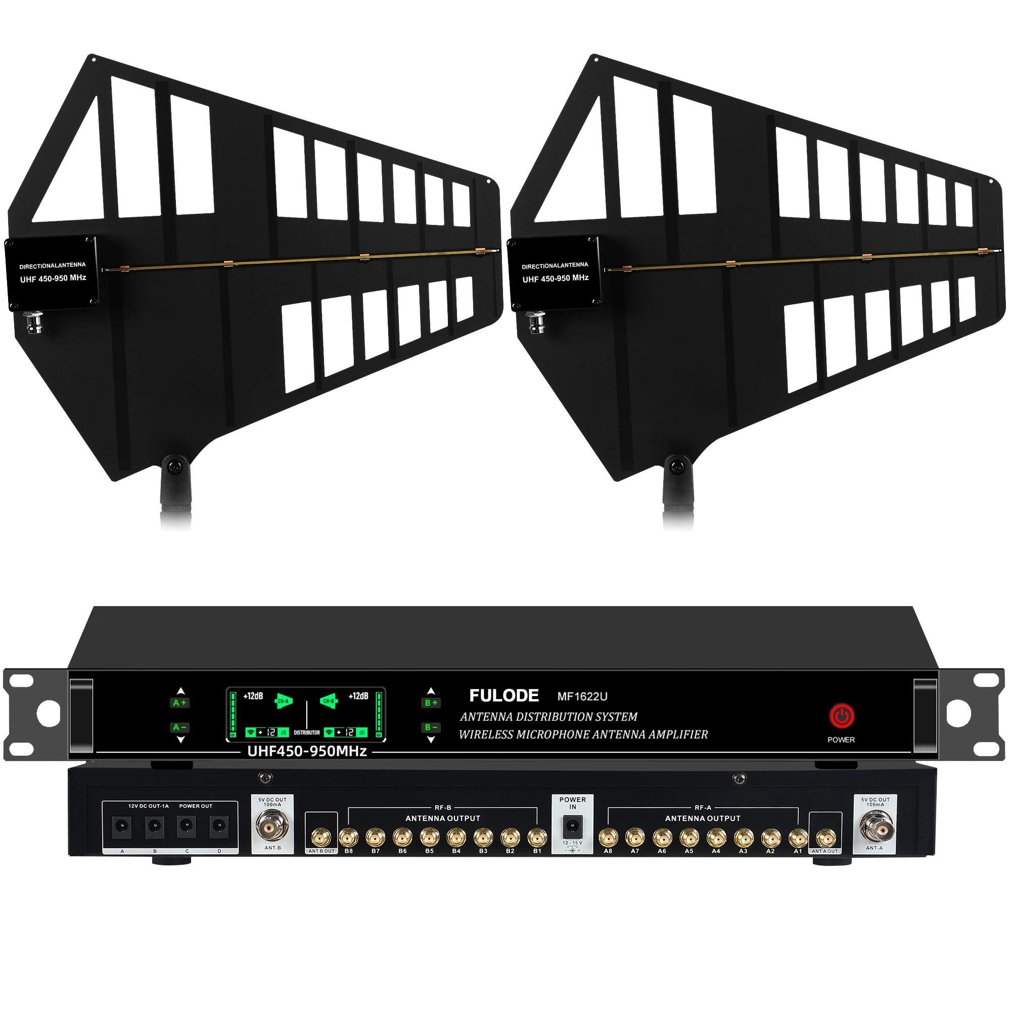 FULUODE RF Signal Distributor Antenna Distribution System Wireless Microphone Signal Booster Amplifier