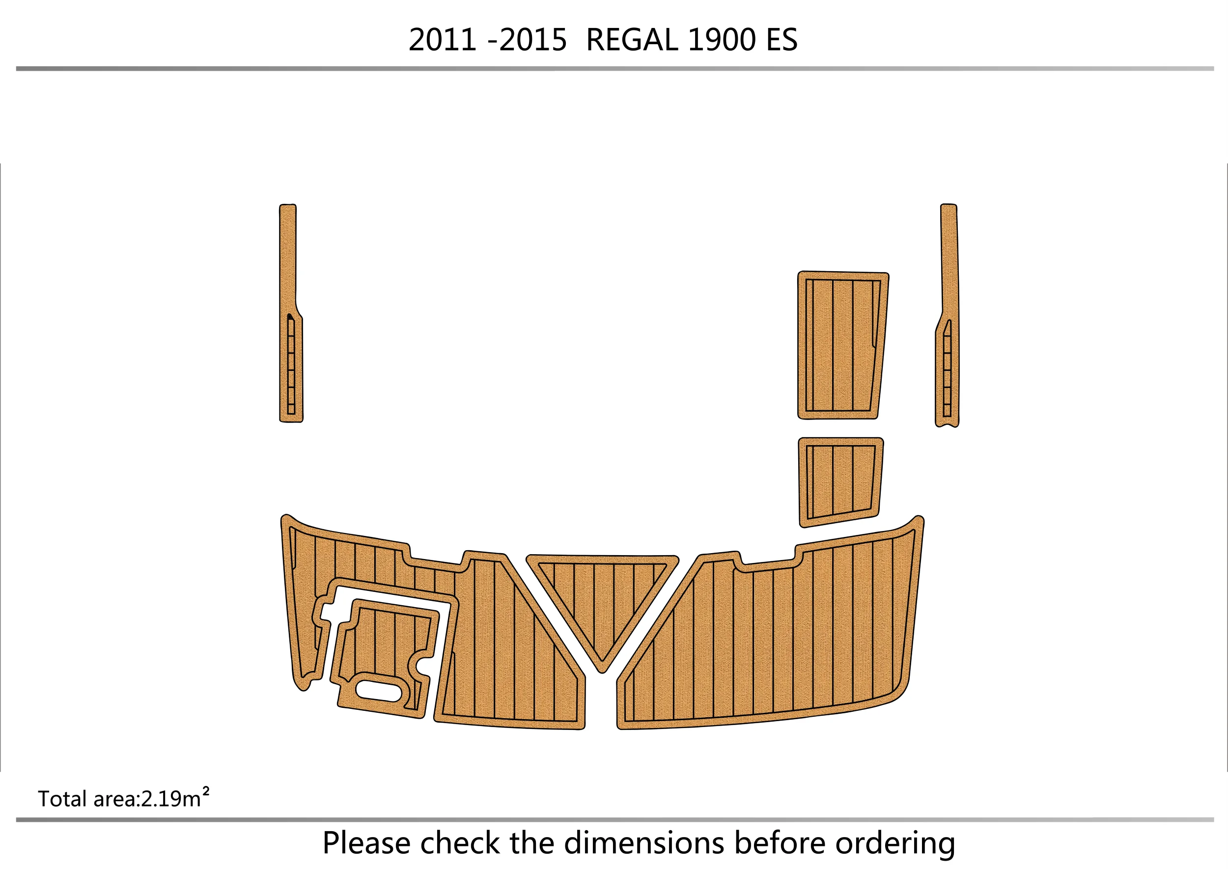 

2011 -2015 REGAL 1900 ES sp Swimming platform1/4" 6mm EVA FAUX Water Ski Yacht Fishing Boat Non-slip mat floor