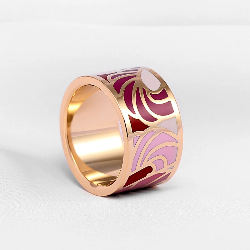 Hot Sale Fashion Enamel Jewelry Stainless Steel Rings For Women Colorful Trendy Angel Wings Design Party Gift