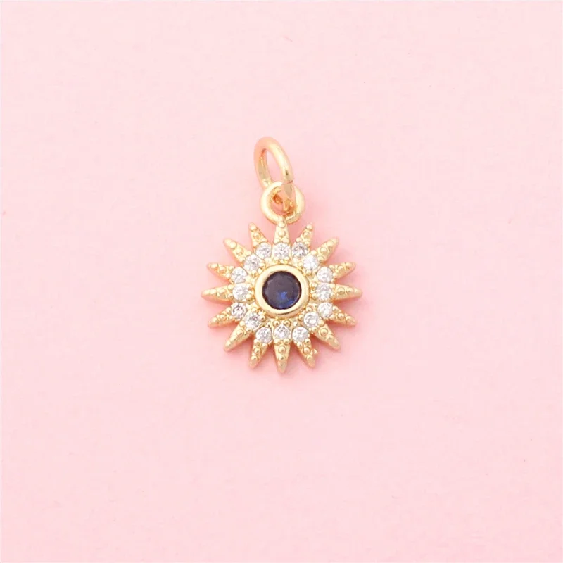 10pcs Brass Inlaid Zircon Sun Charms Accessories For Jewelry Making Diy Bracelet Necklace Pendants Earrings