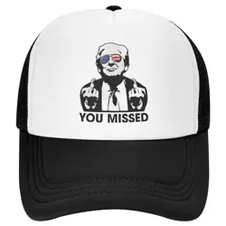 Letnie oddychające strzelanie w Donald Trump Rally czapki z siateczką unisex Trump You Missed regulowana piankowo czapka typu Trucker