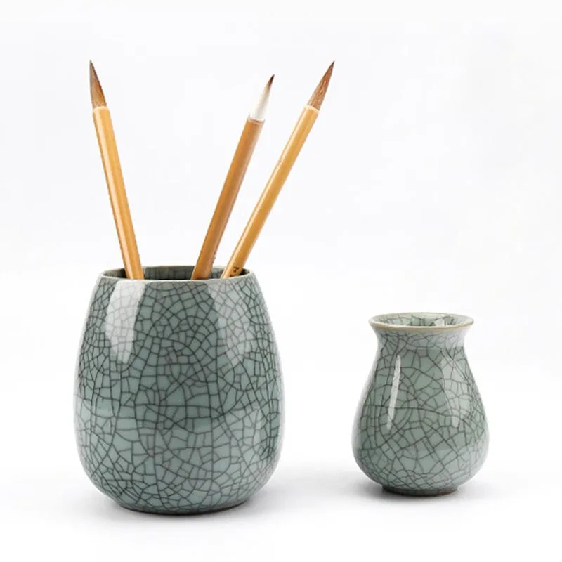 Creative Chinese Style Ceramic Pen Holder - Multifunctional Brush Organizer, Elegant Office Desk Decor for Home/Study