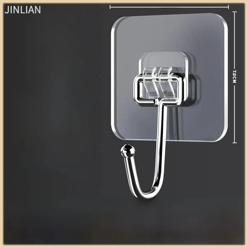 Stainless Steel Adhesive Wall Hook Strong Kitchen Curtain Projection Instrument No Punching Required Rotatable Storage Organizer