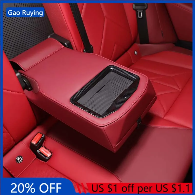 

Gao Ruying для BMW X3 G45 2025-26 ABS углеродное волокно задний подлокотник отсек для хранения декоративная рамка крышка аксессуары для интерьера