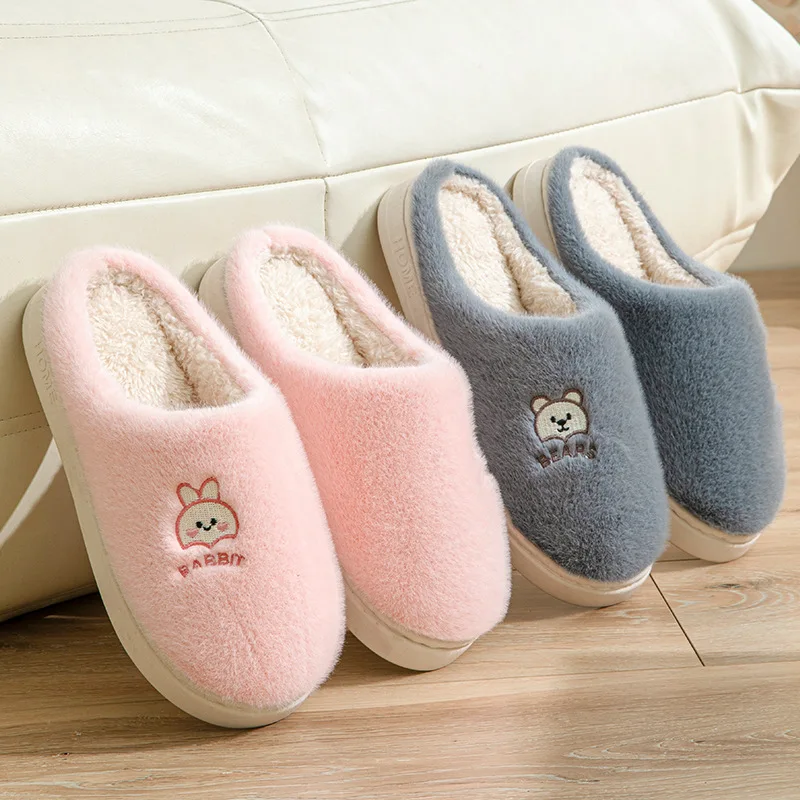 

Сплошной цвет, осенне-зимние короткие плюшевые теплые женские хлопковые тапочки, домашняя повседневная домашняя обувь на мягкой подошве, пушистая нескользящая домашняя обувь