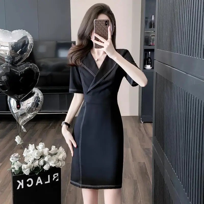 Professional Short Sleeve Suit Skirt Dress 2024 New Women Summer High-end Temperament Formal Occasion Flight Attendant Overalls