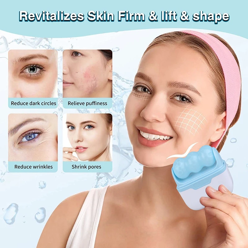 2in1ダブルヘッドアイスローラーマッサージ器 顔のむくみ、痛み緩和、冷感療法マッサージローラー、スキンケアツール