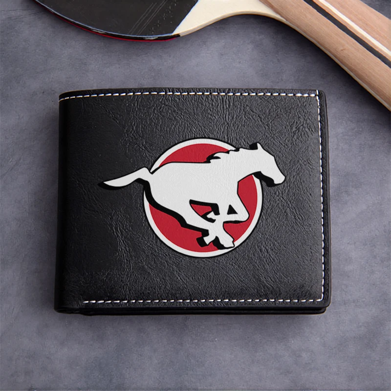 Mustang Logo PU Leather Wallet Men's Compact Business Style Durable Lightweight Design Premium Finish