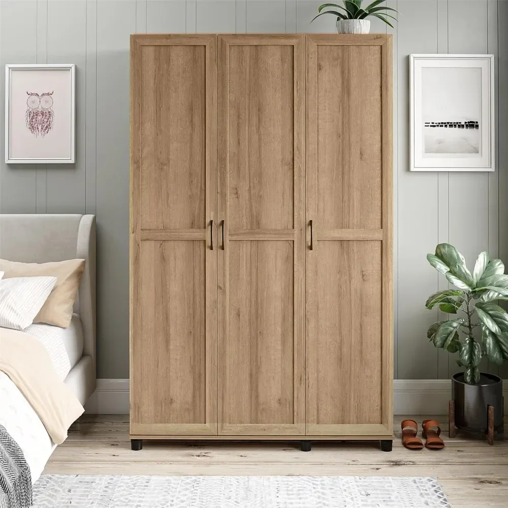 3 Door Wardrobe Natural Adjustable Shelves 19.69