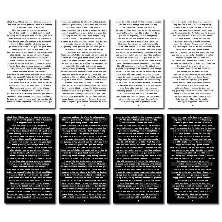 

8Sheet/Pack Small Talk Stickers Black and White Chitchat Word Stickers 4.3 x7.6inch Sheet