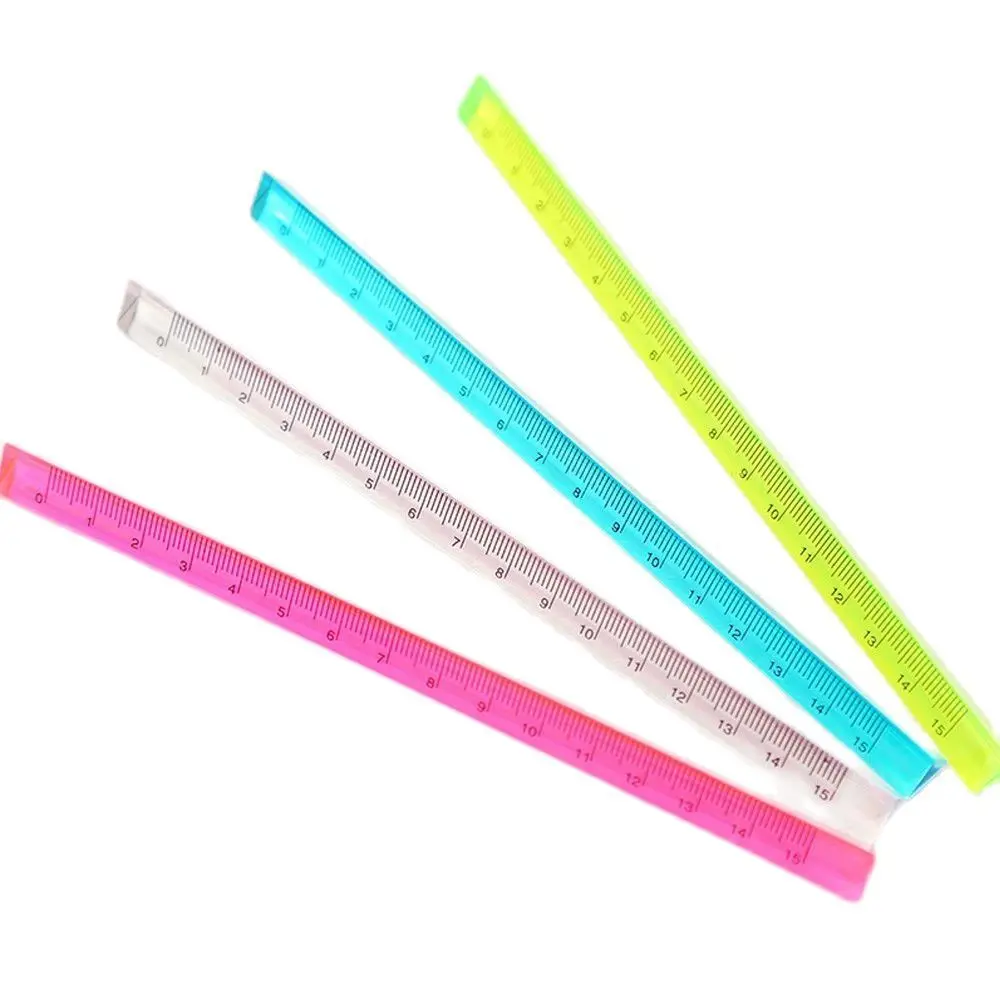 20cm Transparent Triangular Straight Ruler 3D Crystal Plastic Ruler Measuring Drawing Tools Aesthetic Stationery School Supplies