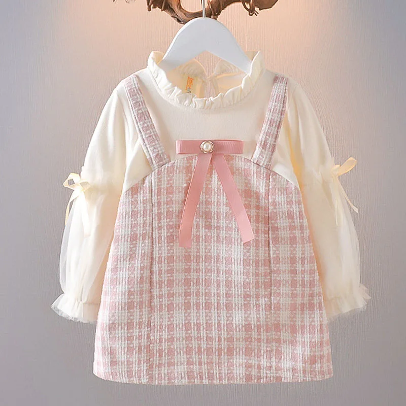 

Kid Girl Dress Elegant Princess Costume Fashion Plaid Puff Sleeve Toddler Dress Wedding Party Baby Dress Children Outfit A916