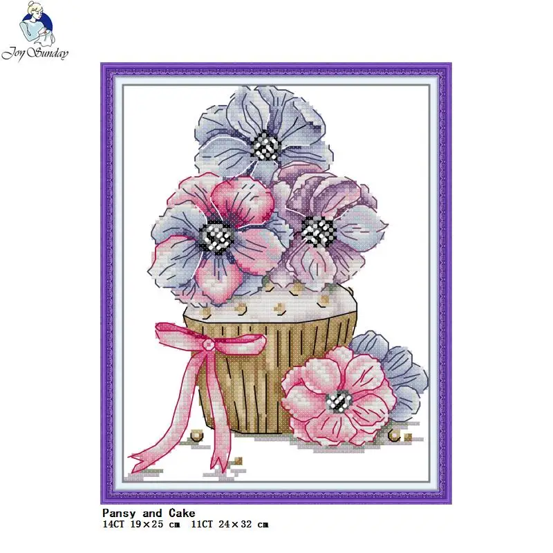 Flower Fruit Cake Dessert Printed Cross Stitch Kit 14CT Count 11CT Stamped Needle Thread Embroidery Set DIY Sewing Craft Gifts