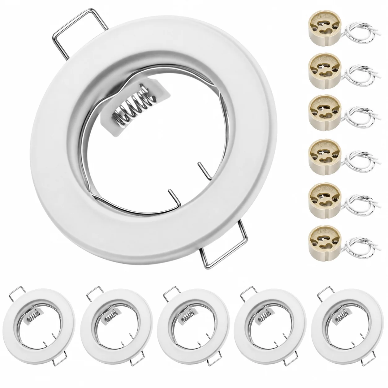 JOYINLED 6pcs White Recessed Downlight Frame 60mm Cutout LED Ceiling Fixtures Downlight GU10 Ceiling Spot Lights Fitting Fixture