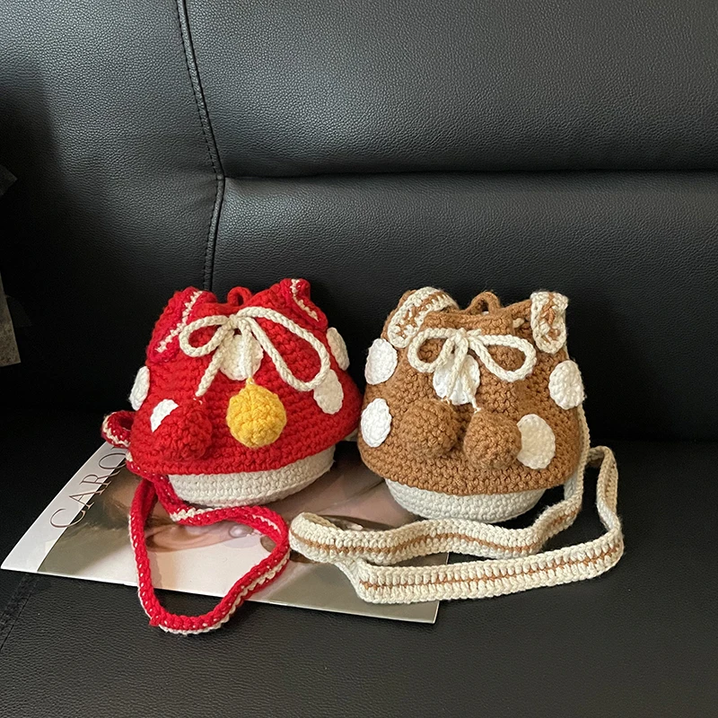 

Fashion Fabric Patchwork Mushroom Shape Crossbody Bags Winter Sweet Exquisite Female Bags 2026 on Sale Brand Cute Shoulder Bags