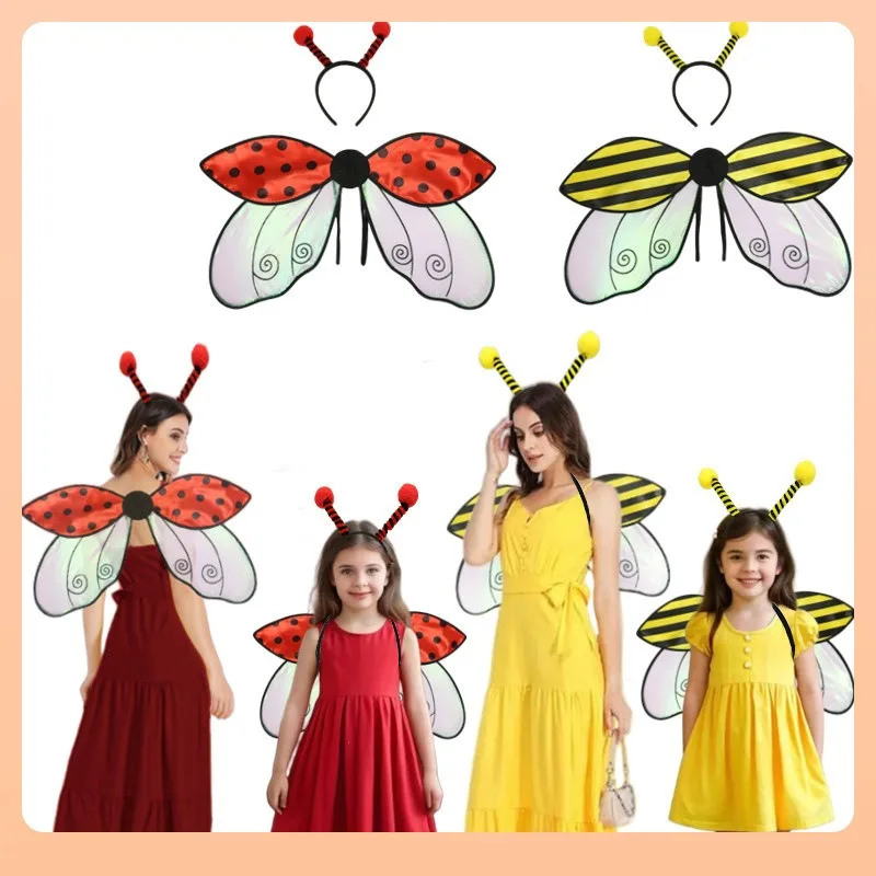 Ladybug Bee Wings 2PCS Set Cute Insect Costume Accessories for Party Cosplay Dress Up