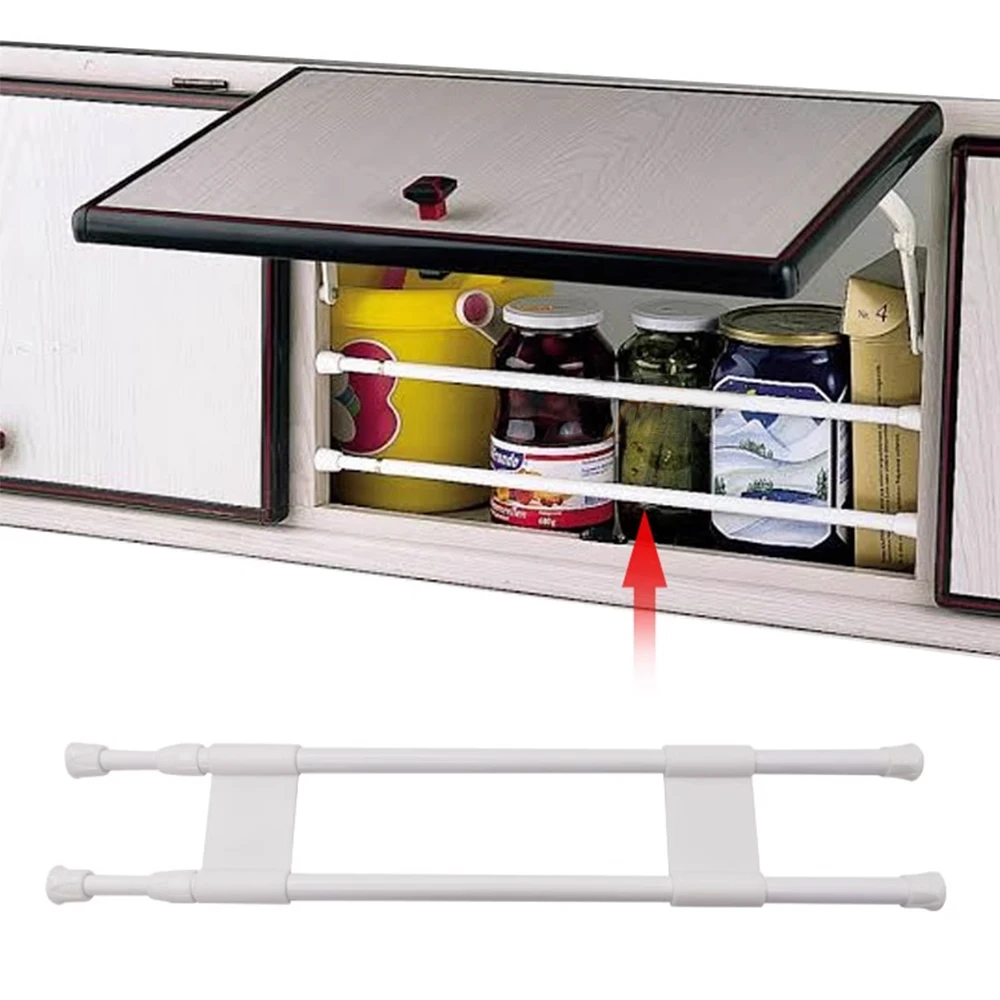 

RV Hanging Cabinet Fence RV Shower Corner Bar Telescopic Storage Rod Prevent Falling Toiletry Storage Adjustable Shelves