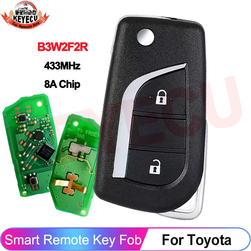 

KEYECU Original OEM Board Smart FCC ID: B3W2F2R Car Key For Toyota Aygo Avensis Yaris 2019+ Flip Remote Control 8A Chip 433MHz