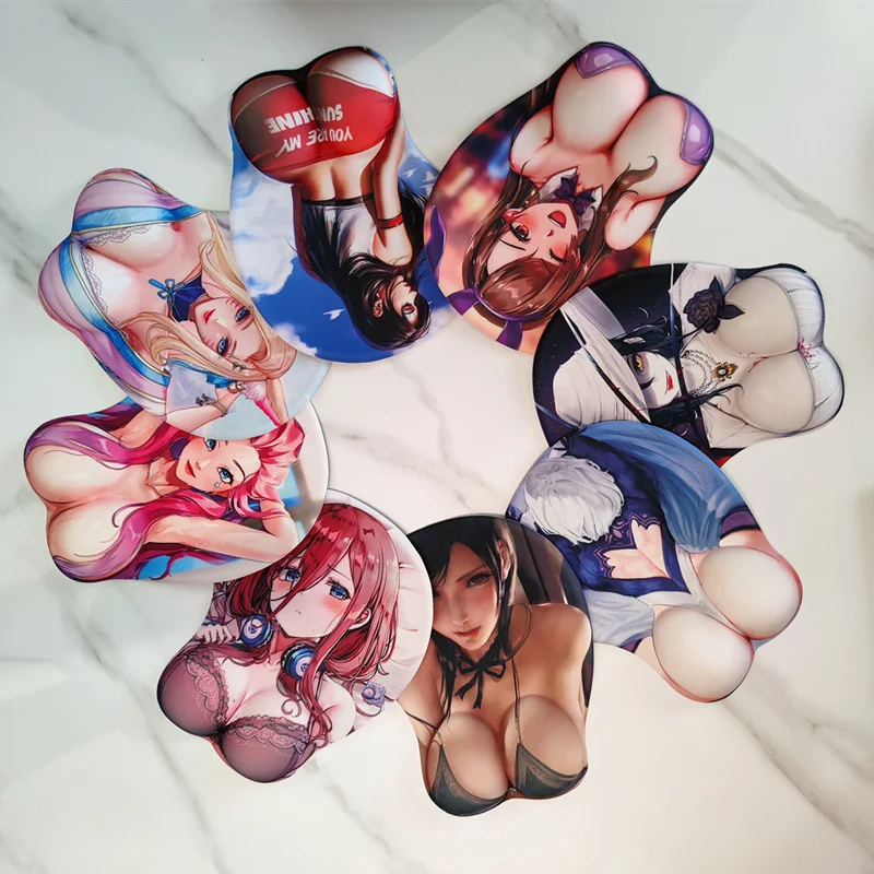 Genshin Impact Hutao Oppai Gamer Anime Tapis de souris sexy, Cute Manga Wrist Assistant, 3D Silicone Gel Polymères, MouseSub