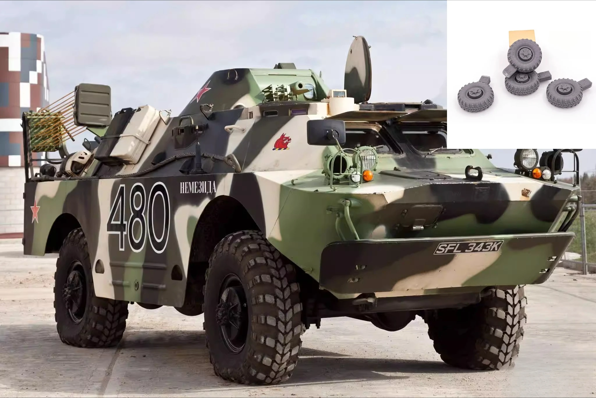 1/35 Casting Resin Model Assembly Kit, GK, BRDM-2/3 Armored Vehicle Resin Tires, Unpainted, Requires Assembly