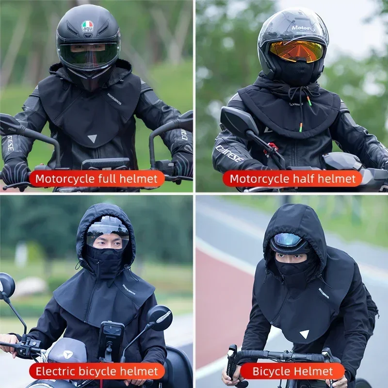 ROCKBROS Winter Cycling Face Mask Women Men Hood Balaclava Warm Windproof Ski Mask Fleece Double Layer Motorcycle Scooter Mask