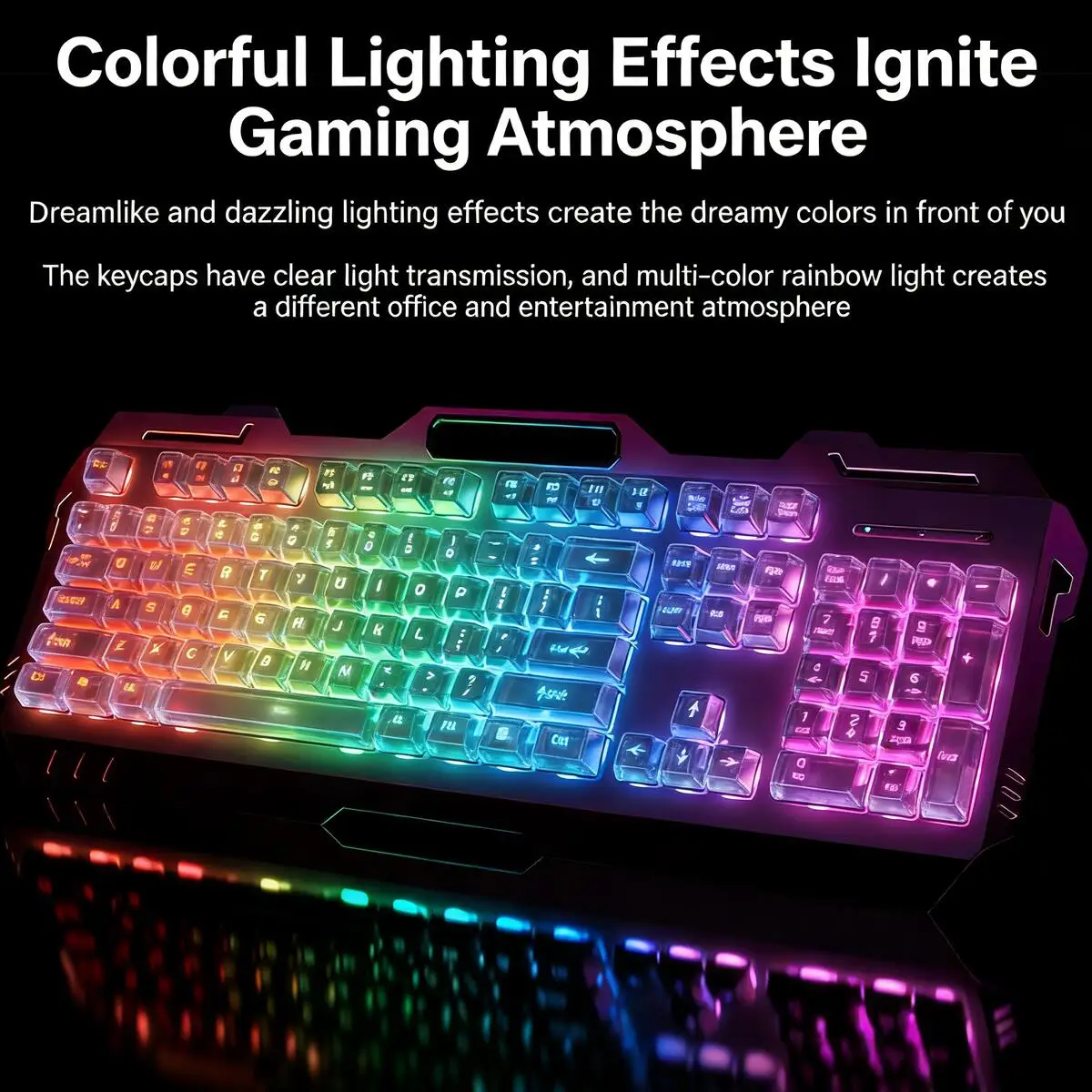 

Tea-Switch Mechanical Wired Keyboard RGB Backlighting Ergonomic Wrist Rest Metal Panel Waterproof Gaming Keypad for PC Laptop