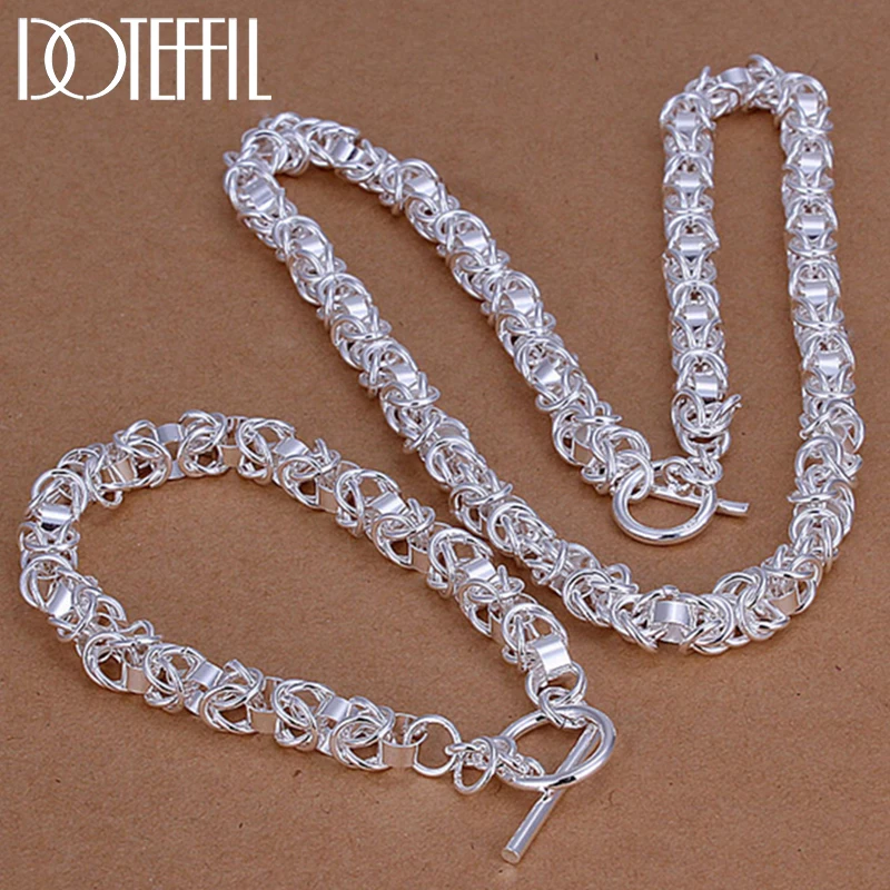 Classic Chain Necklace Bracelet Set For Men Women Wedding Engagement Party Jewelry