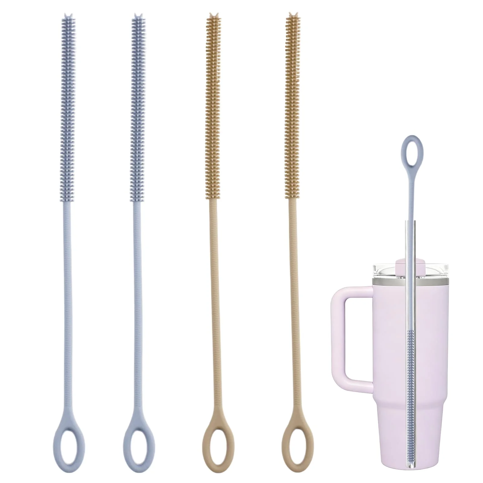 Straw Cleaner Brush, 2pcs Straw Cleaner Brush Extra Long, Straw Brush Bristles Cleaner Brush for Cleaning, Metal Glass Straws