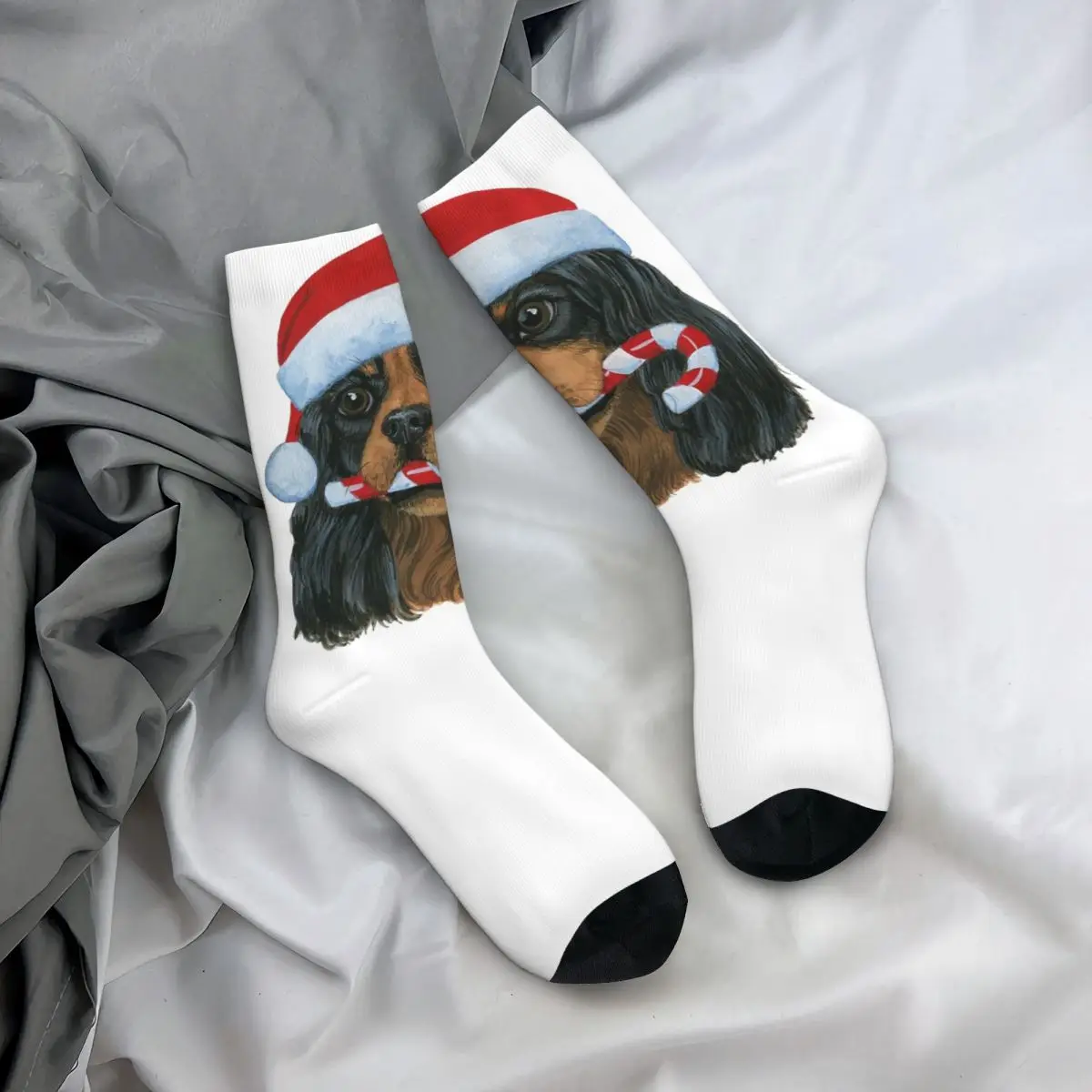 

All Seasons Crew Stockings Christmas Cavalier King Charles Spaniel Black And Tan Socks Long Socks Accessories for Men Women