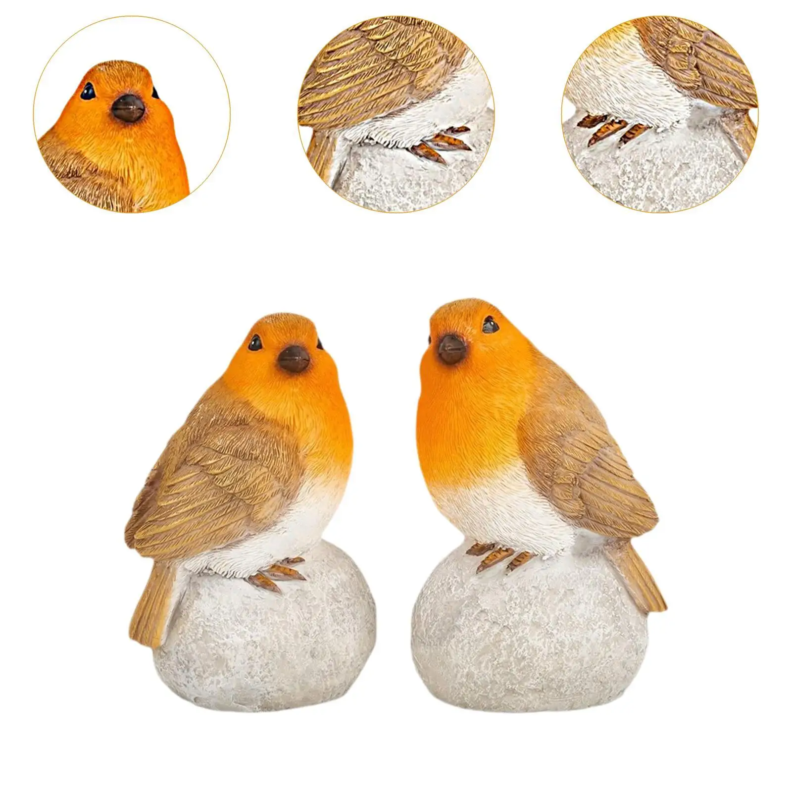 2 قطعة شخصية الطيور الراتنج ديكور المنزل محاكاة فريدة من نوعها في الهواء الطلق الطيور الحرفية حديقة الطيور تمثال للنبات رف المنزل حديقة خزانة الكتب #5