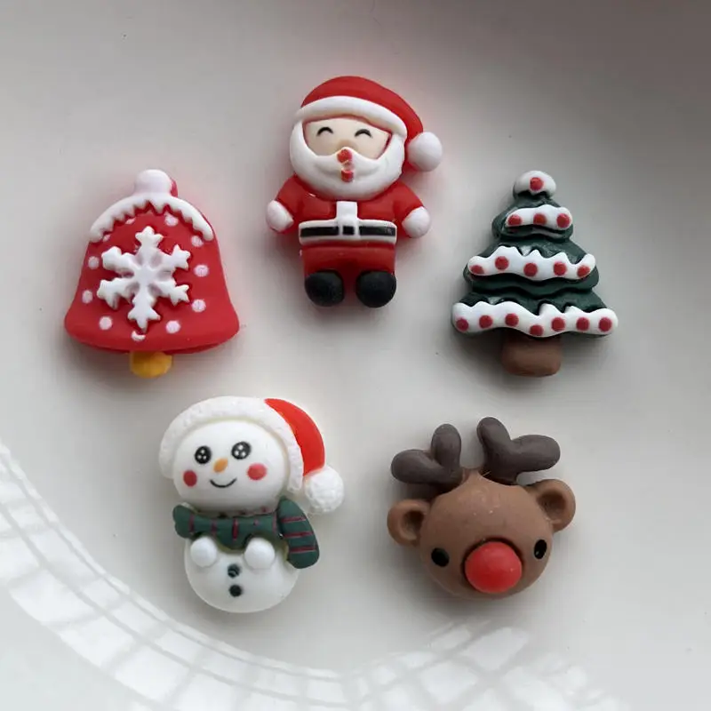 10Pcs New Cute Mini Christmas Collection Series Resin Flatback Cabochon Scrapbook Kawaii Embellishments Accessories